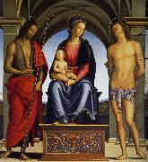 Pietro Perugino Madonna with Child Enthroned between Saints John the Baptist and Sebastian Germany oil painting artist